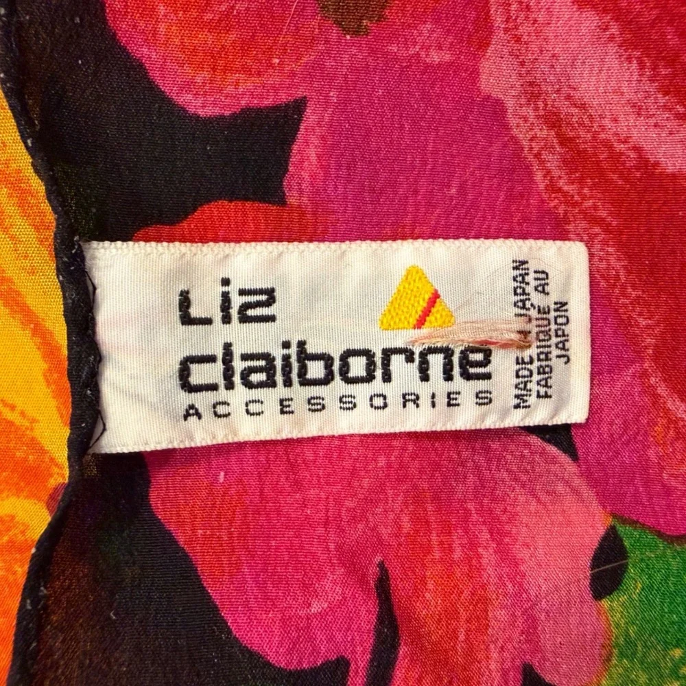 Liz‎ Claiborne Vintage Floral Silk Scarf Womens Colorful Classic Luxury Japan